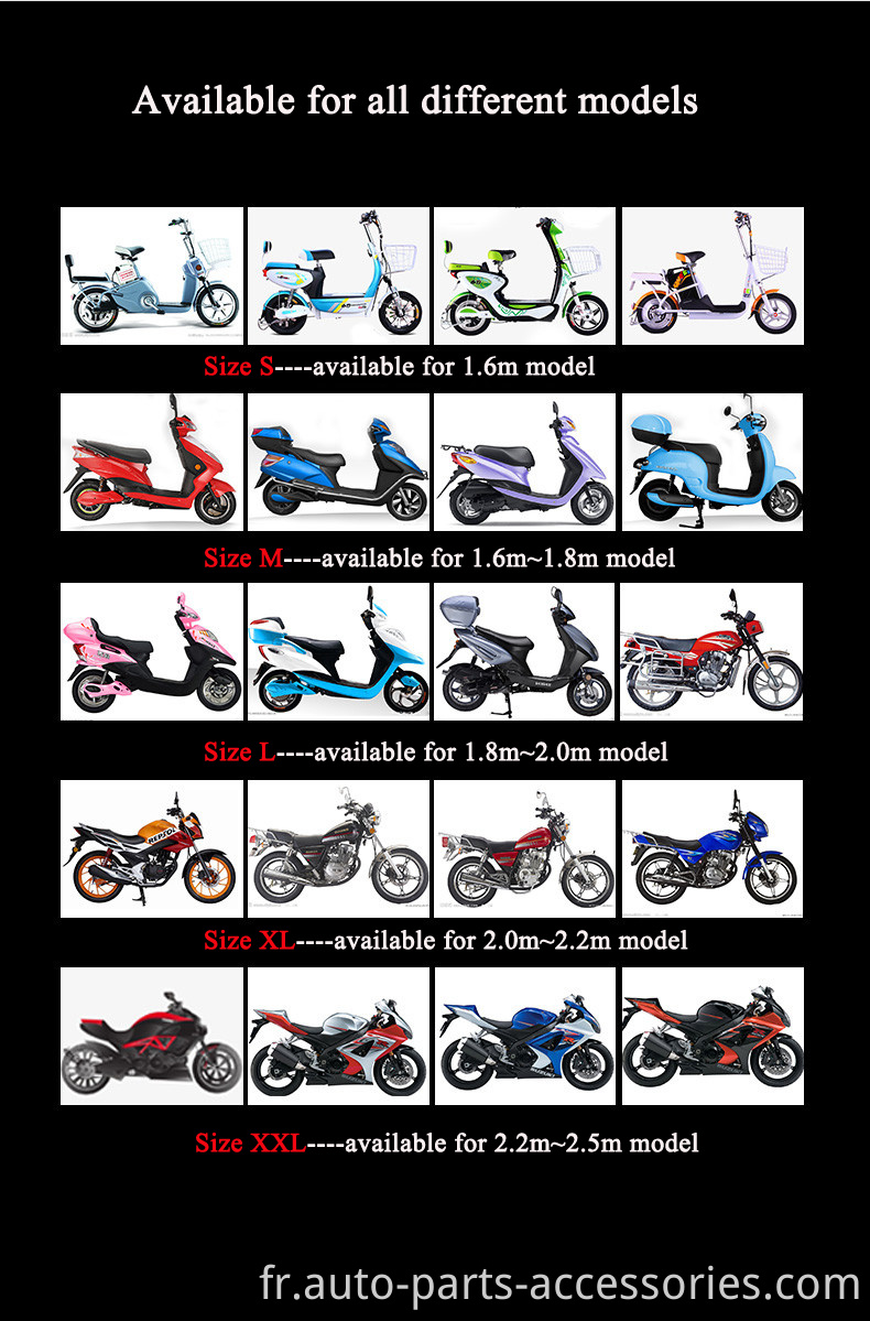 Ventes à chaud Couleur personnalisée Proof de poussière 210D Couvre la moto lourde de la poussière